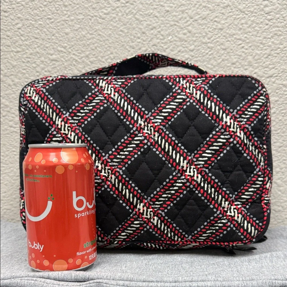 Vera Bradley Large Black and Red Quilted Cosmetic Blush and Brush Case